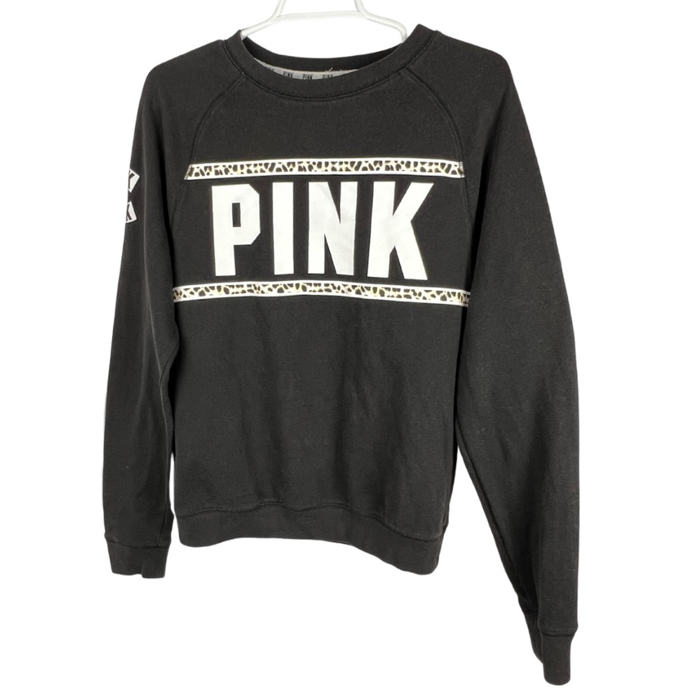 PINK Victoria’s Secret sweatshirt pullover leopard cheetah print black small
